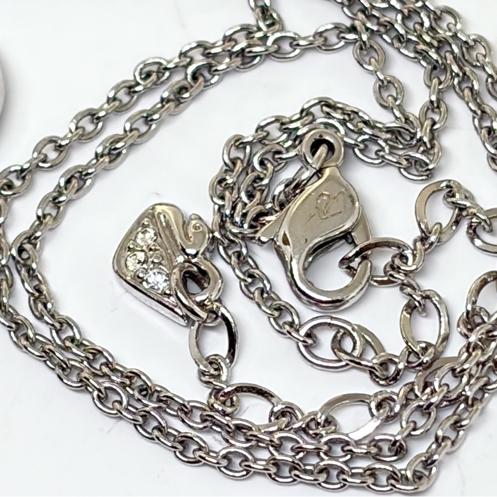 Vintage Swarovski Silver Tone Modern Austria Crystal Petite Hoop Chain Necklace - Picture 11 of 12
